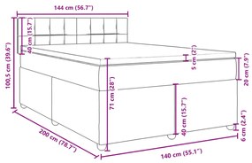 Κρεβάτι Boxspring με Στρώμα Κρεμ 140x200 εκ. Υφασμάτινο - Κρεμ