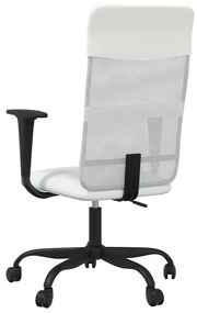 vidaXL Καρέκλα Γραφείου Ρυθμ. Ύψος Λευκή Διχτυωτό Ύφασμα/Συνθ. Δέρμα