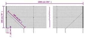 vidaXL Συρματόπλεγμα Περίφραξης Πράσινο 2 x 10 μ. με Καρφωτές Βάσεις