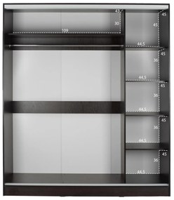 Ντουλάπα Συρόμενη ADLER Δίφυλλη με Καθρέπτη Wenge 160x60x210Υεκ. 160x60x210 εκ.