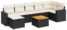 vidaXL Σαλόνι Κήπου 8 Τεμαχίων Μαύρο από Συνθετικό Ρατάν με Μαξιλάρια