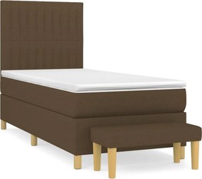 vidaXL Κρεβάτι Boxspring με Στρώμα Σκούρο Καφέ 90x200 εκ. Υφασμάτινο