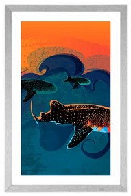 Αφίσα με παρπαστού Θάλασα γεμάτη ψάρια - 40x60 black