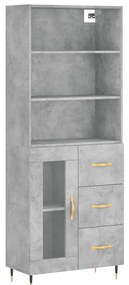 vidaXL Ντουλάπι Γκρι Σκυροδέματος 69,5x34x180 εκ. Επεξεργασμένο Ξύλο