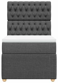 vidaXL Κρεβάτι Boxspring με Στρώμα Σκούρο Γκρι 90x200 εκ. Υφασμάτινο