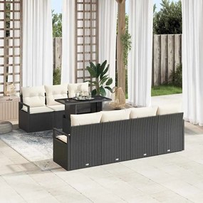 vidaXL Σετ Καναπέ Κήπου 8 pcs Μαύρο και κρεμ 100 x 55 x 73 εκ