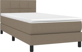 vidaXL Κρεβάτι Boxspring με Στρώμα &amp; LED Taupe 90x200 εκ. Υφασμάτινο