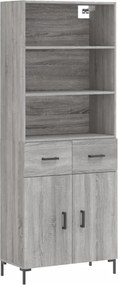 vidaXL Ντουλάπι Γκρι Sonoma 69,5 x 34 x 180 εκ. Επεξεργασμένο Ξύλο