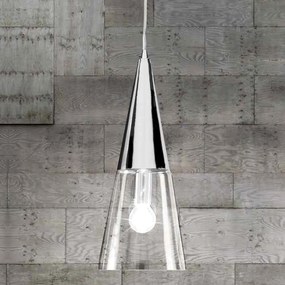 Φωτιστικό Οροφής SO.TRENTO/1 1xE14 10W Φ15x37/83cm Chrome-Clear Ondaluce Μέταλλο,Γυαλί