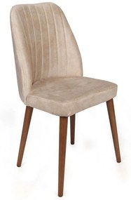 Καρέκλα Alfa (Σετ 4Τμχ) 974NMB1562 50x49x90cm Cream-Walnut Βελούδο, Μέταλλο