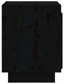 Κομοδίνα 2 τεμ. Μαύρα 40 x 30 x 40 εκ. από Μασίφ Ξύλο Πεύκου - Μαύρο