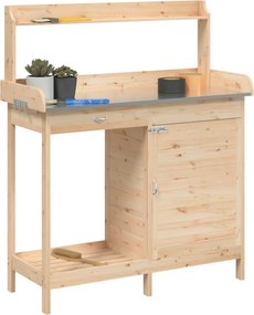 vidaXL Τραπέζι για Γλάστρες με Ντουλάπι 110,5x45x124,5 εκ. Μασίφ Ελάτη