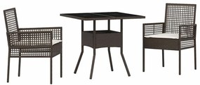 vidaXL Σέτ φαγητού για κήπο 3 pcs Καφέ συνθετικό ρατάν