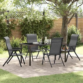 vidaXL Σέτ φαγητού για κήπο Ρυθμιζόμενο ύψος 5 pcs Γκρι Πολυ ράταν