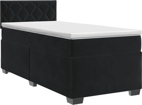 vidaXL Κρεβάτι box spring με στρώμα Μαύρο 100 x 200 cm Βελούδο