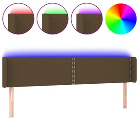 vidaXL Κεφαλάρι Κρεβατιού LED Σκούρο Καφέ 163x16x78/88 εκ. Υφασμάτινο