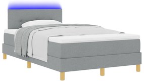 vidaXL Κρεβάτι με Σανίδες και Στρώμα & LED Ανοιχτό Γκρι 120x200 εκ Ύφασμα