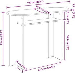 vidaXL Τραπέζι κονσόλας Γυαλιστερό Λευκό 100 x 39,5 x 75 εκ