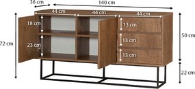 Μπουφές Amedeo Megapap χρώμα καρυδί 140x36x72εκ.