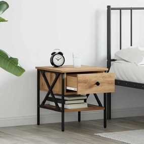 vidaXL Κομοδίνο με συρτάρι artisan δρυς 40 x 42 x 45 εκ.