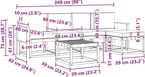 vidaXL Σειρά Καναπέ Εξωτερικού 6 pcs Φυσικό και Ανθρακί Πολυεστέρας
