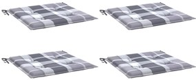 vidaXL Μαξιλάρια Καρέκλας 4τεμ Γκρι Καρό 50x50x3εκ. Ύφασμα Oxford