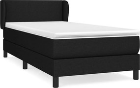 vidaXL Κρεβάτι Boxspring με Στρώμα Μαύρο 90x190 εκ.Υφασμάτινο