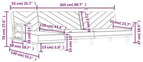 ΚΑΝΑΠΕΣ ΚΡΕΒΑΤΙ ΓΩΝΙΑΚΟΣ ΑΝ. ΓΚΡΙ 260X140X70 ΕΚ. ΥΦΑΣΜΑΤΙΝΟΣ 3157269