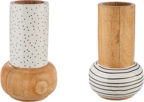 Βάζο Πουά/Ριγέ ArteLibre Φυσικό/Λευκό Ξύλο 12x19cm Σε 2 Σχέδια