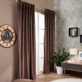 Κουρτίνα Velvet Με Τρέσα 03 Brown 140x260cm Teoran 140X260 Cotton-Acrylic