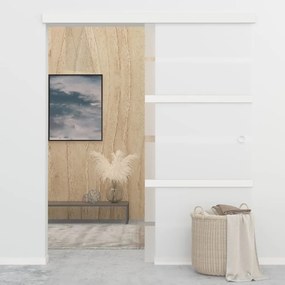 Συρόμενη Πόρτα Άσημί 90 x 205 εκ. από Γυαλί ESG / Αλουμίνιο - Ασήμι