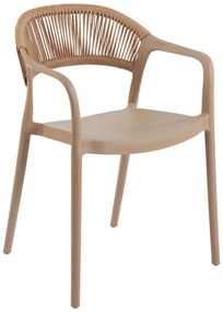 Πολυθρόνα Ankara pakoworld στοιβαζόμενη pp-pe rattan σε μόκα-φυσική απόχρωση 54x55.5x77εκ