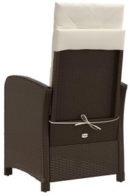 vidaXL Καρέκλες Κήπου Ανακλ/νες 2 τεμ. Καφέ Συνθ. Ρατάν + Μαξιλάρια