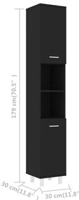 vidaXL Στήλη Μπάνιου Μαύρη 30 x 30 x 179 εκ. από Επεξ. Ξύλο