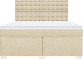 vidaXL Κρεβάτι Boxspring με Στρώμα Κρεμ 180x200 εκ. Υφασμάτινο