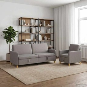 vidaXL Σαλονάκι Σετ Με Αποθηκευτικό Χώρο 2 pcs Taupe Πολυεστέρας