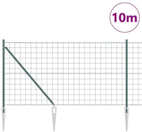 vidaXL Φράχτης με Στήλες. Πράσινο 1.2 x 10 m Ατσάλι