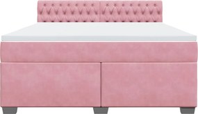 vidaXL Κρεβάτι Boxspring με Στρώμα Ροζ 180x200 εκ. Βελούδινο