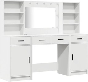 vidaXL Σετ Τραπέζι Ντυσίματος με LED 3 pcs Λευκό Επεξεργασμένο ξύλο