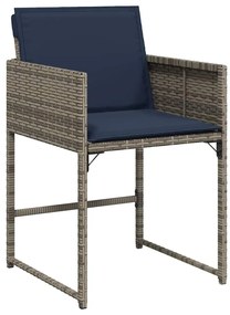 vidaXL Σέτ φαγητού για κήπο με μαξιλάρι 5 pcs Γκρι Πολυ ράταν