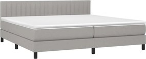 vidaXL Κρεβάτι Boxspring με Στρώμα &amp; LED Αν.Γκρι 200x200εκ. Υφασμάτινο