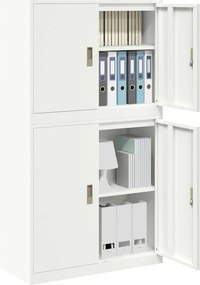 vidaXL Ντουλάπι αποθήκευσης 2 τμχ. Λευκό 90 x 40 x 160 εκ Ατσάλι