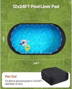 VEVOR 12x24 ft Oval Pool Liner Pad for Above Ground Pools Heavy Duty Pool Mat