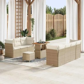 vidaXL Σετ Καναπέ Κήπου 10 pcs μπεζ και κρεμ 90 x 55 x 71 cm