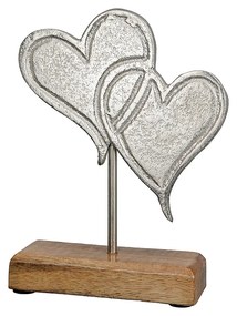 Διακοσμητικό ArteLibre Καρδιά -Love- Σε Βάση Ασημί/Φυσικό Αλουμίνιο/Ξύλο 5x10x17cm