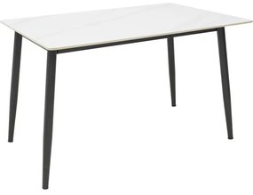 Τραπέζι Gustas Ι λευκό μαρμάρου sintered stone-μαύρο μέταλλο 120x80x76εκ 120x80x76 εκ.