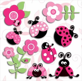 Παιδικά Αφρώδη Αυτοκόλλητα Τοίχου Ango Pink Ladybugs 14506