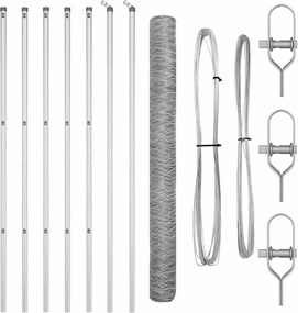 vidaXL Στύλος Περιφράξεων Ασημί 10 x 1,5 μ. (36 χιλ. δίχτυ) Ατσάλι