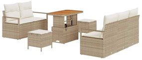 vidaXL Σετ Καναπέ Κήπου με μαξιλάρι 8 pcs Μπεζ Πολυ ράταν