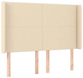 vidaXL Κρεβάτι Boxspring με Στρώμα &amp; LED Κρεμ 140x190 εκ. Υφασμάτινο